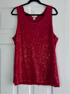CJ Banks Red Sequin Tank Top